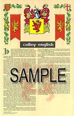 Colley Armorial Name History - Coat Of Arms - Family Crest Gift! 11x17