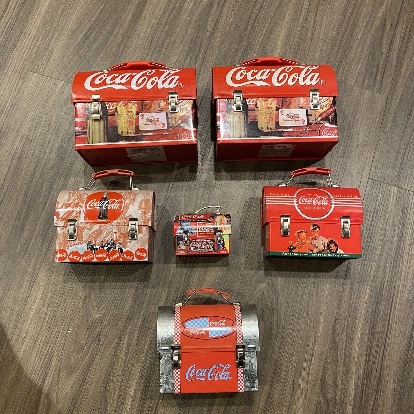Lot Of 6 Vintage Coca Cola Coke Lunchbox Tins - Different Sizes