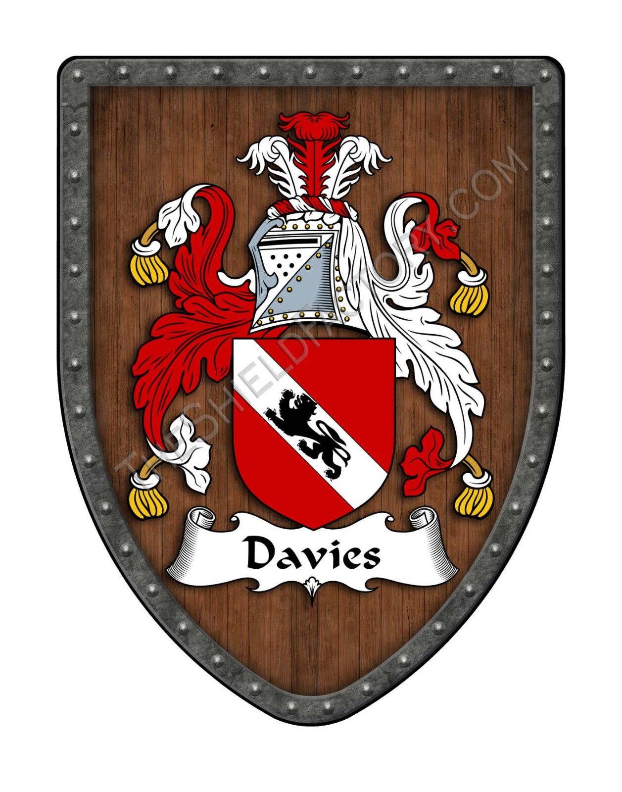 Davies Family Crest Custom Coat Of Arms, Hanging Wall Shield Sh503p-dg-hg