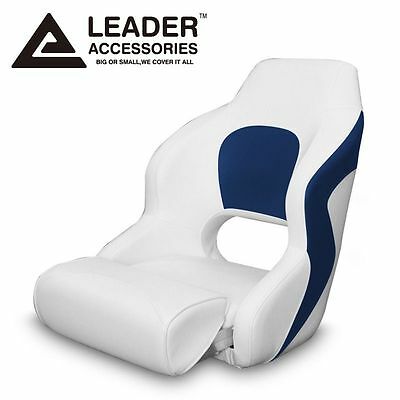 Leader Accessories Two Tone Captain's  Bucket Seat Boat Seat White/blue