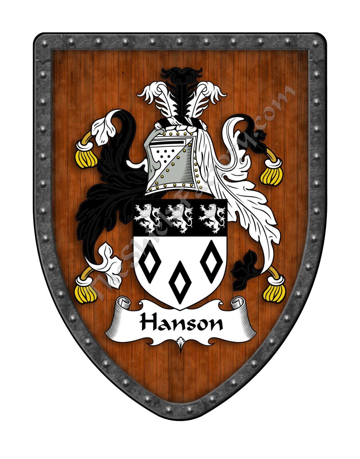 Hanson Family Custom Crest Coat Of Arms Hanging Shield Sh503p-dg-hg
