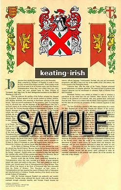 Keating Armorial Name History - Coat Of Arms - Family Crest Gift! 11x17