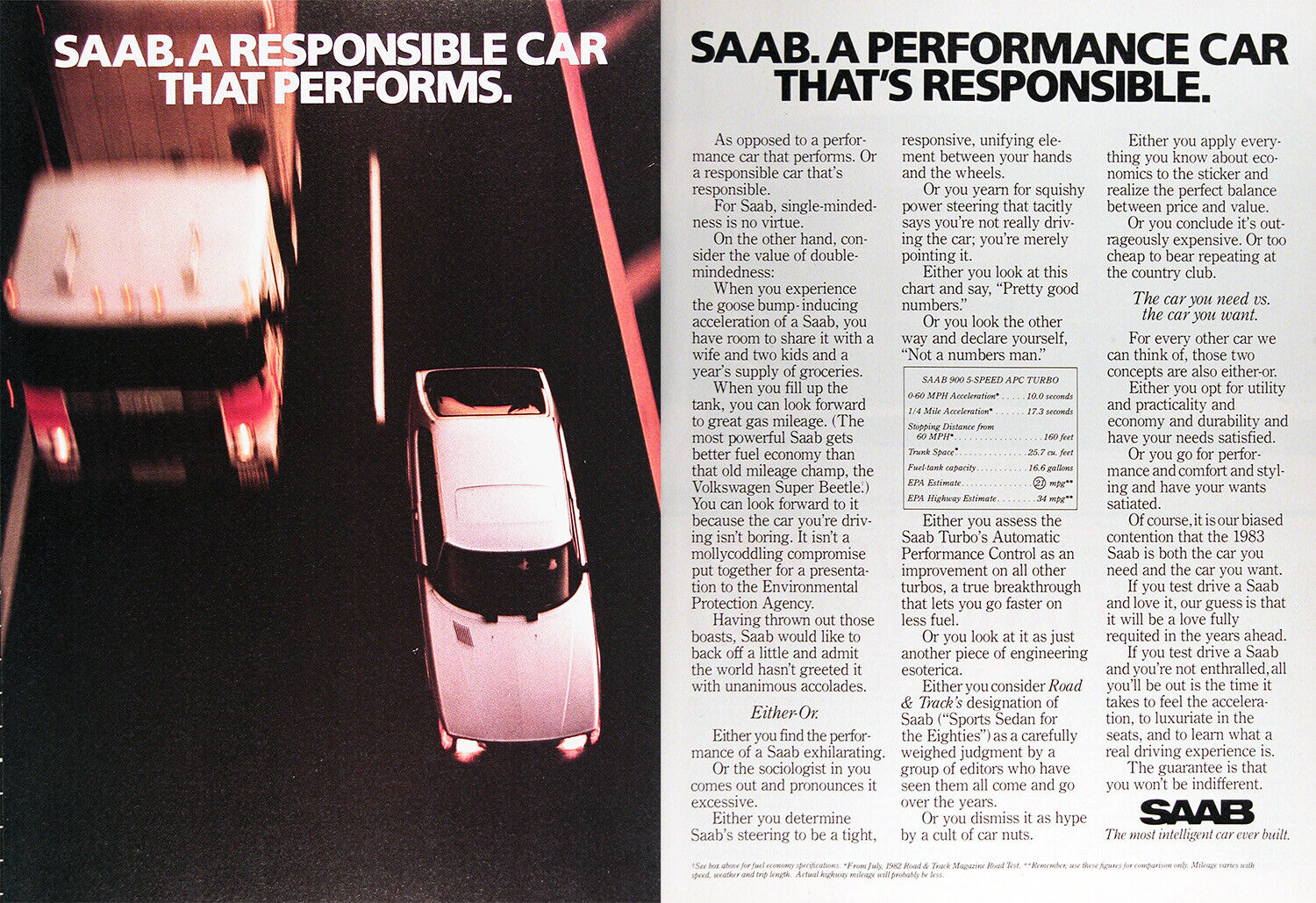 1983 Saab 900 Apc Turbo Genuine Vintage Ad ~ Free Shipping!