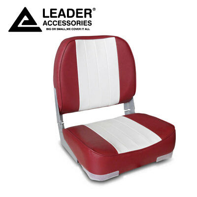 New White/red Deluxe Folding Marine Boat Seat Uv -treated Marine-grade Vinyl