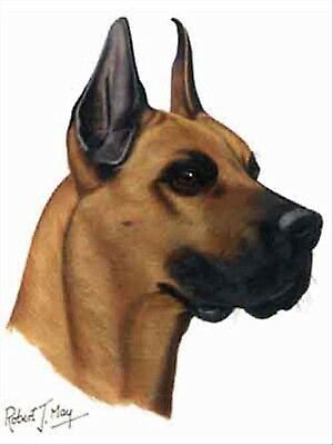 Great Dane Fawn Cropped Ears Dog Robert May Art Greeting Card Set Of 6
