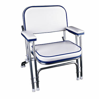 Portable Folding Deck Chair With Aluminum Frame And Armrests(white/blue)