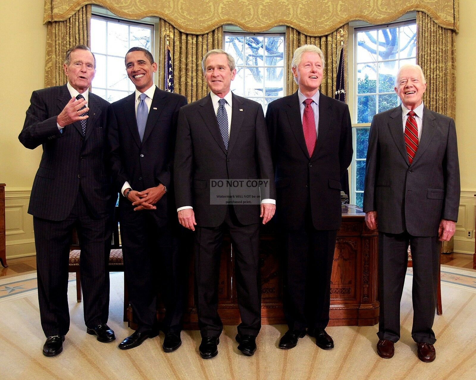 George W. Bush With Barack Obama And Former Presidents - 8x10 Photo (zy-634)