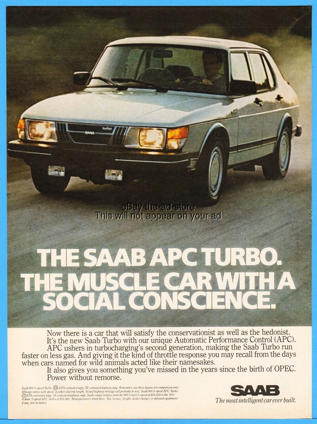 1982 Saab 900 Turbo Apc Muscle Car With A Social Conscience Vintage Photo Ad