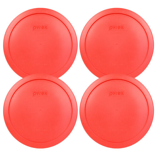 Pyrex 6/7 Cup Red Plastic Round Storage Lid Cover 7402-pc 4pk For Glass Bowl New