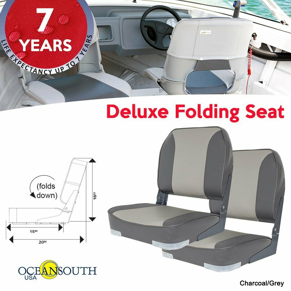Oceansouth Deluxe Gray/charcoal Folding Boat Seats X 2