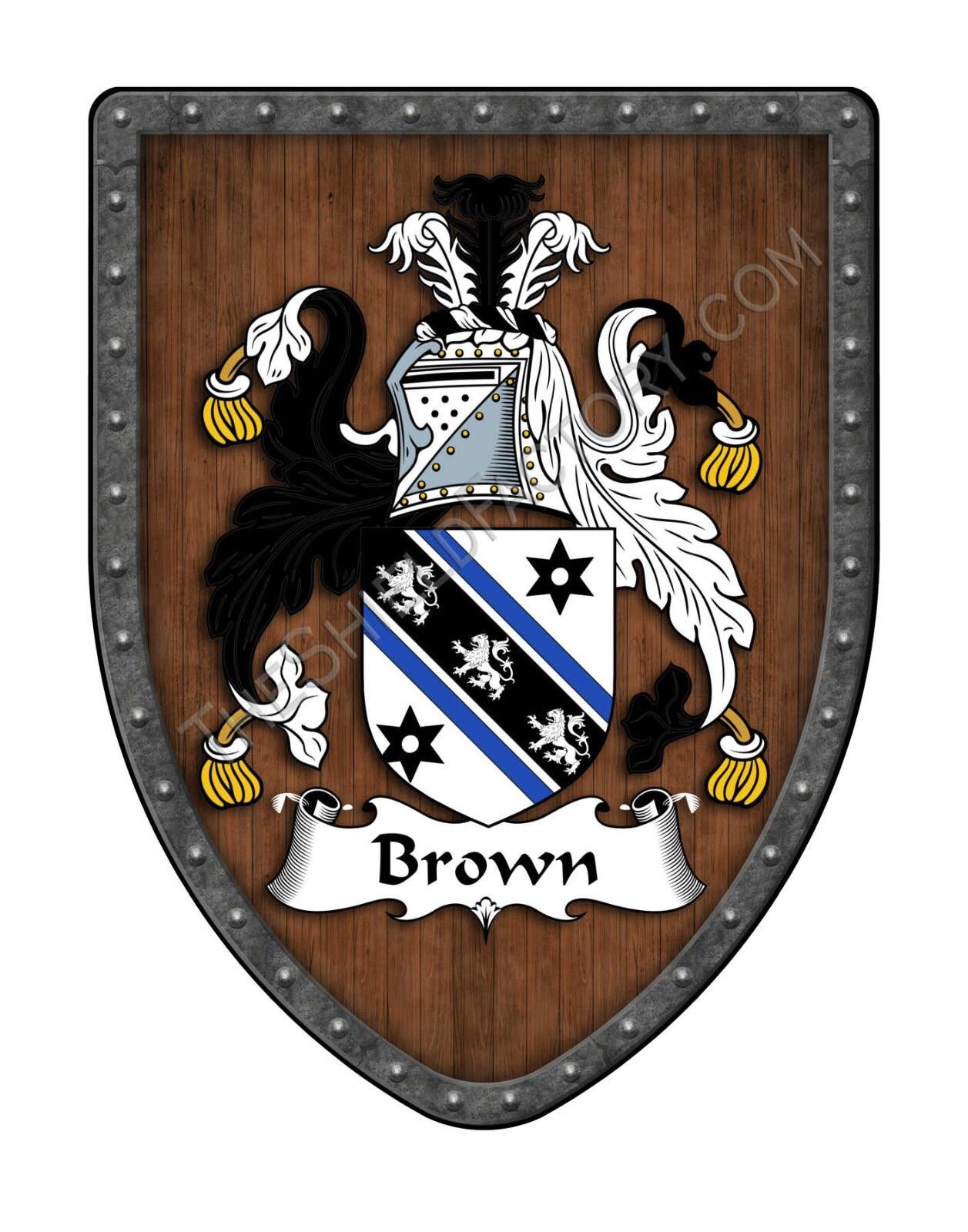 Brown Coat Of Arms Custom Family Crest , Hanging Wall Shield Sh503p-dg-hg