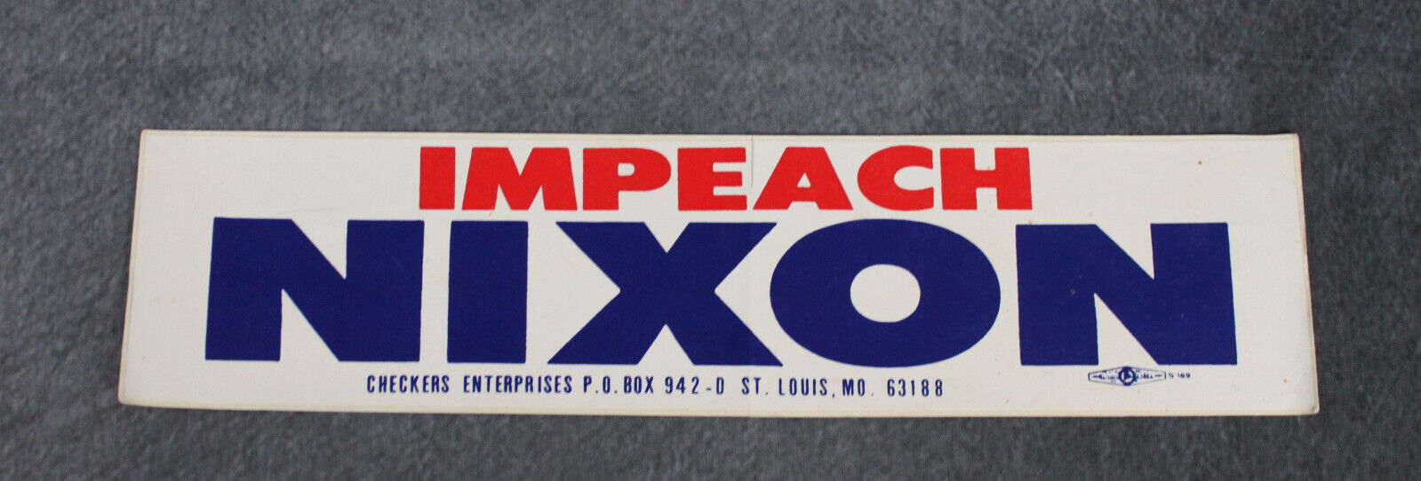 Original Vintage Impeach Nixon Bumper Sticker Checkers Enterprises
