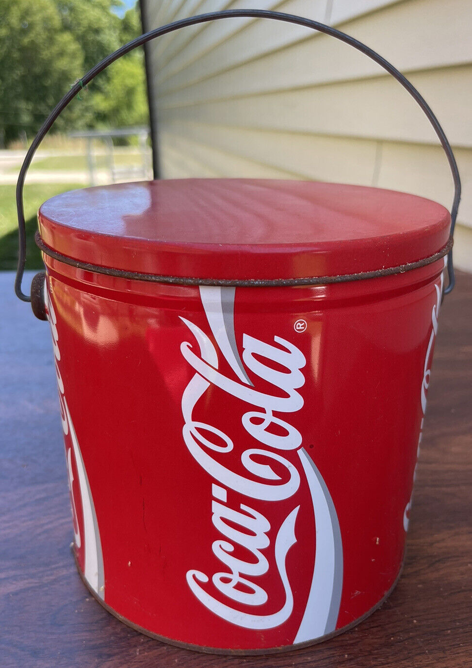 Coca Cola Tin Can Pail Bucket Lid Handle