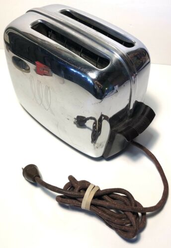 Vintage Chrome Toastmaster Model 1b14 Automatic 2-slice Pop Up Toaster Working