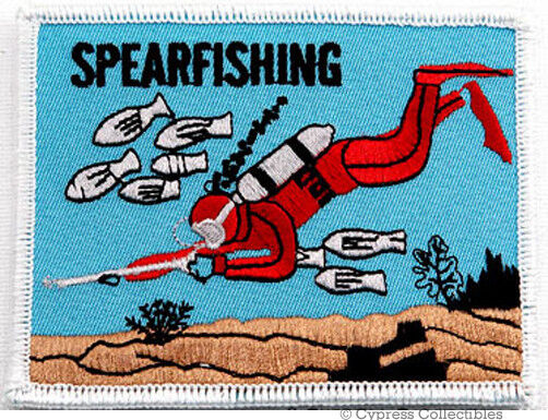 Retro Spearfishing Diver Patch Scuba Diving Embroidered Iron-on Hunting Ocean