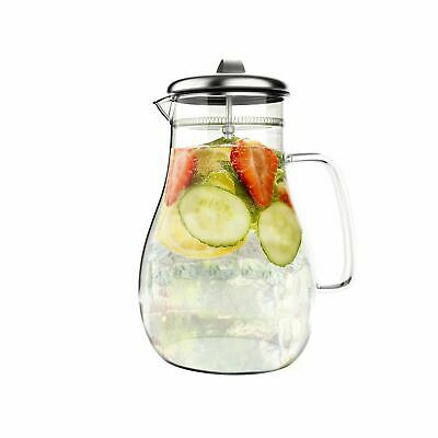 Glass Pitcher Stainless Steel Filtered Lid For Hot Cold Infusion Drinks