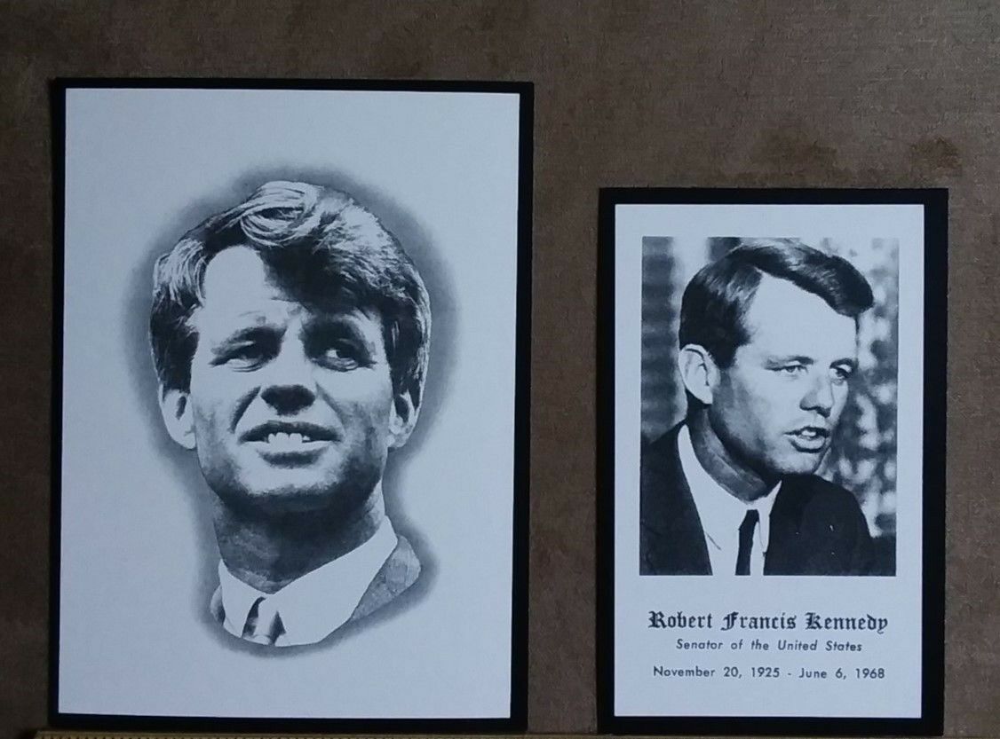 Robert F. Kennedy Original Funeral Prayer Cards (2) Large And Small