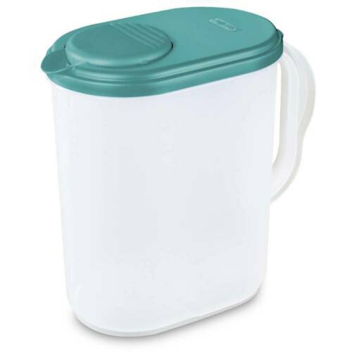Sterilite 0490 1 Gallon Pitcher With Blue Lid & Tab, Comfort Grip Handle New