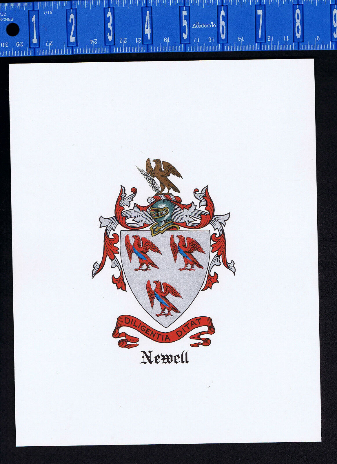 Newell Coat Of Arms & Family Crest - Vintage Heraldry Print