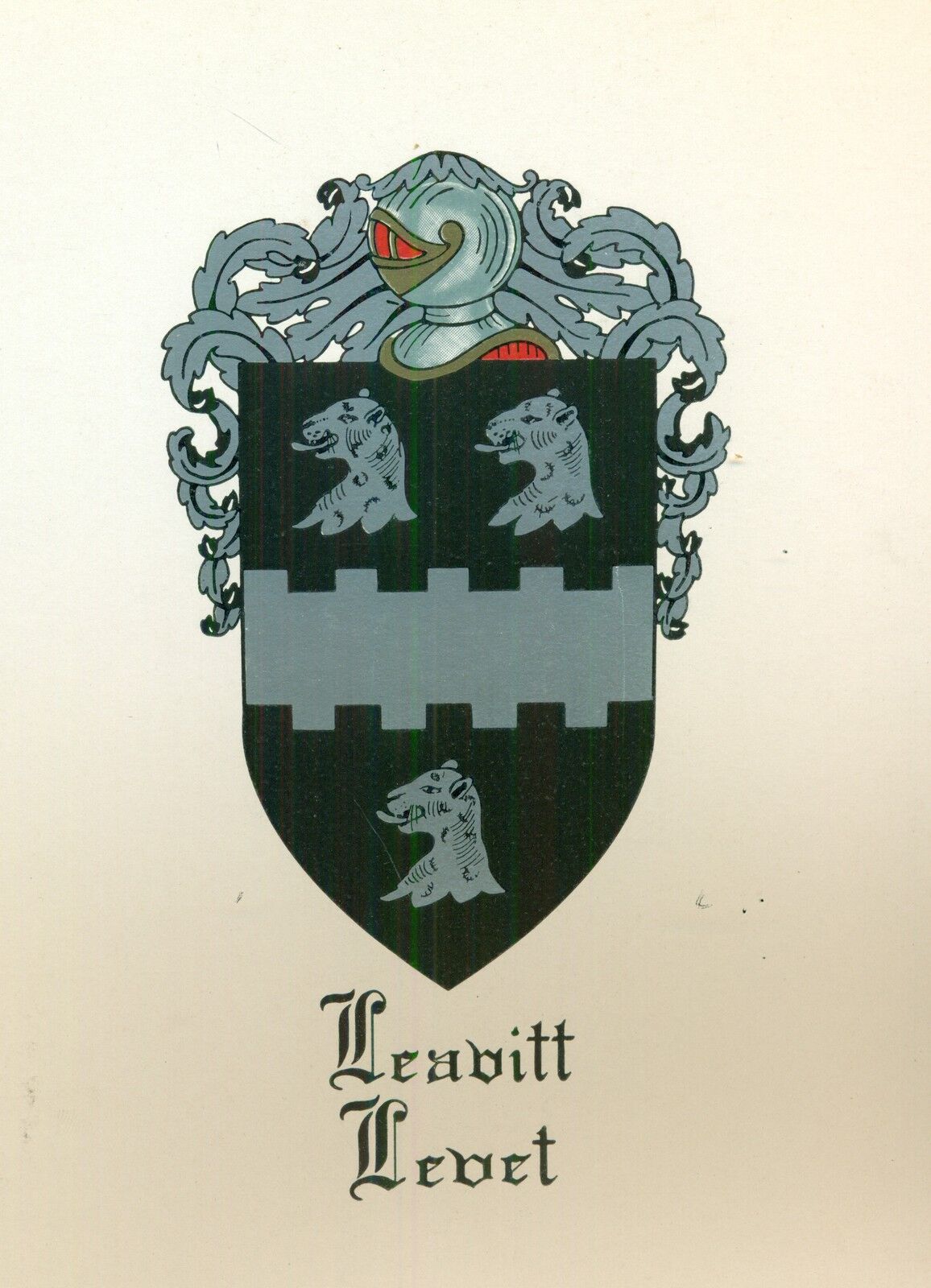 *coat Of Arms Leavitt/levet Family Crest Genealogy, Would Look Great Framed!