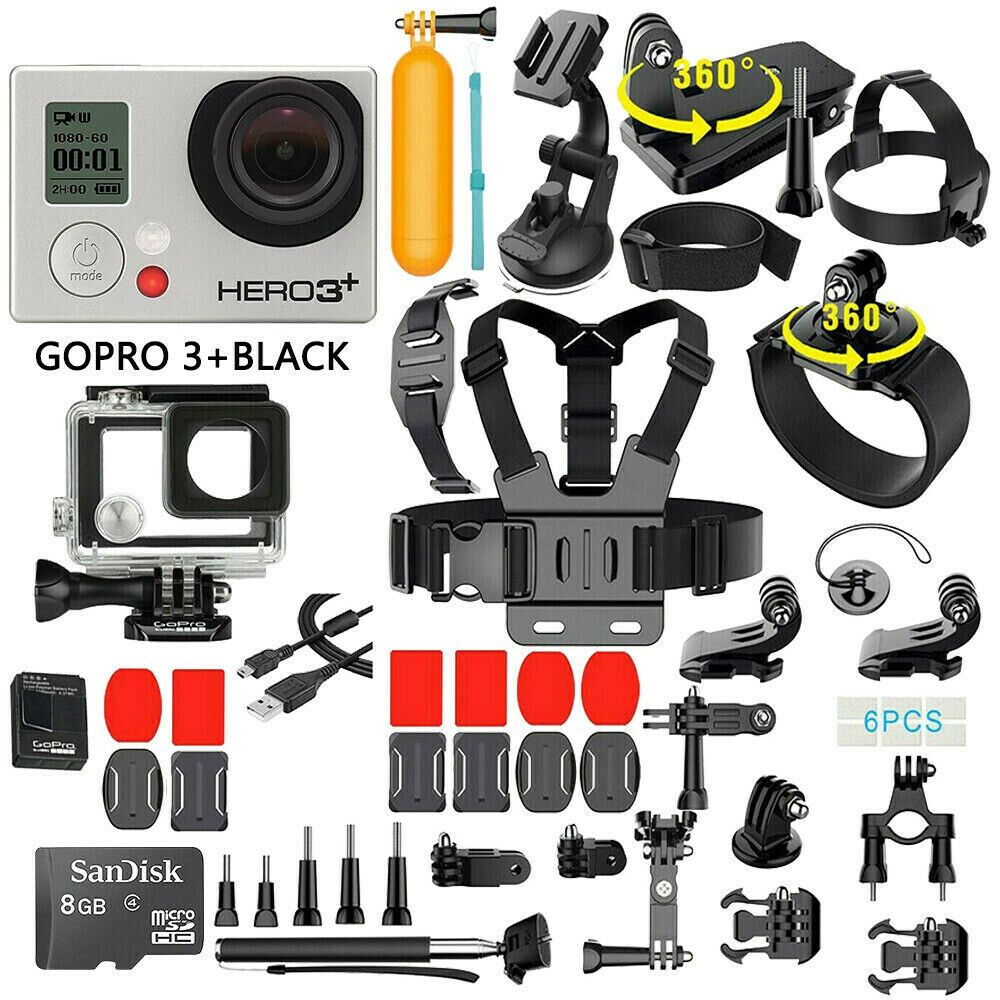 Gopro Hero3 + Plus Black Edition Camcorder +40pcs Accessory + Waterproof Case