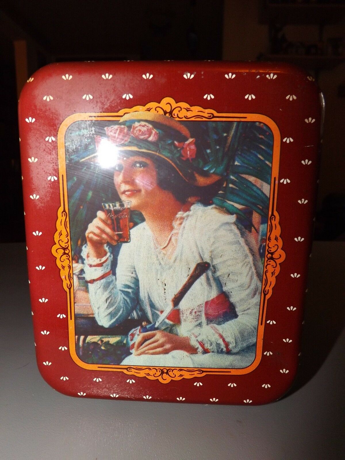 1988 Coca Cola Rectangle Shaped Old Fashioned Girls Themed Tin