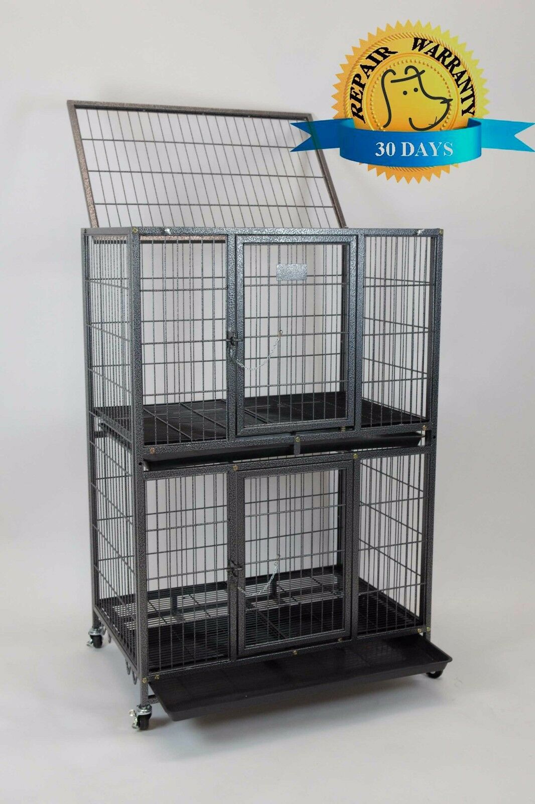 New 31" Homey Pet 2 Tiers Heavy Duty Dog Pet Rabbit Cat Cage Crate Kennel W Tray