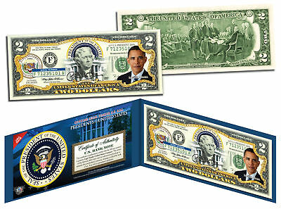 Barack Obama *presidential Series #44* Genuine Legal Tender Us $2 Bill W/ Folio