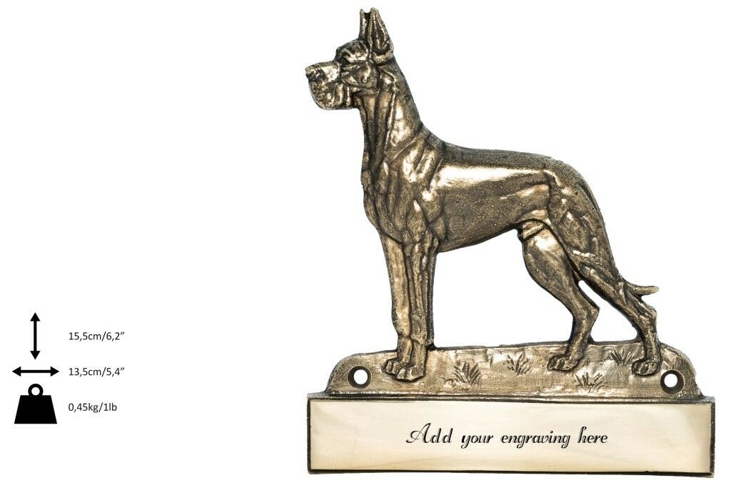 Great Dane - Brass Tablet With Image Of A Dog, Engraver, Art Dog Usa