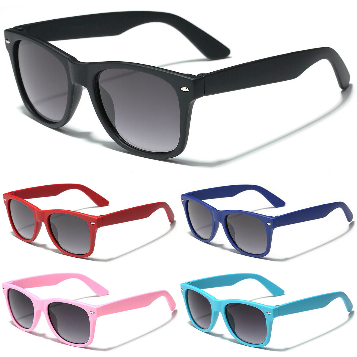 Kids Retro Rewind Sunglasses Boys Girls Rubberized Soft Frame Glasses Age 3-12