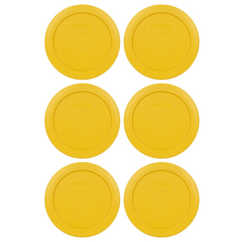 Pyrex 7200-pc 2 Cup Butter Yellow Round Plastic Storage Lid 6pk For Glass Bowl
