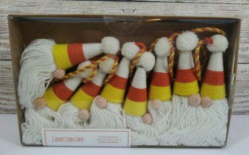 Halloween Candy Corn Gnome Garland Fall Autumn Felt Yarn 6’ Home Decor New