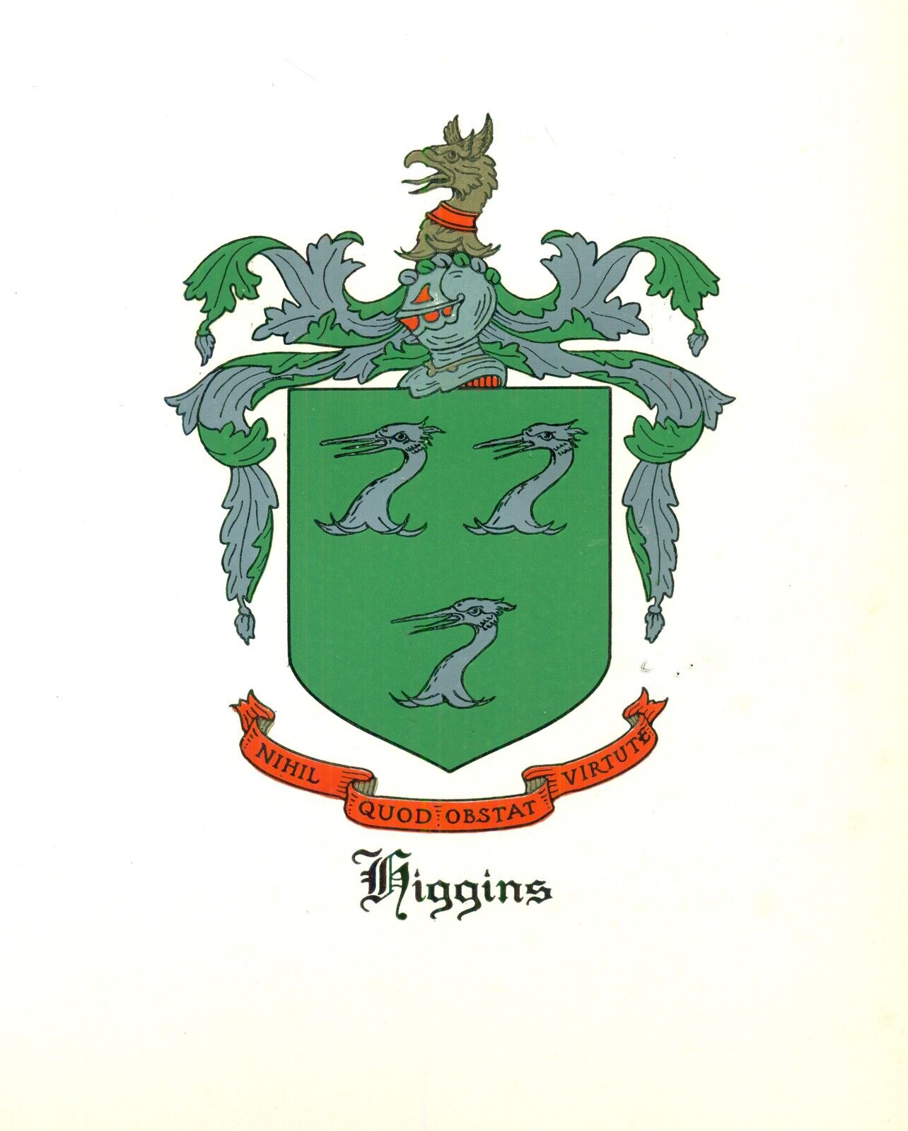 *great Coat Of Arms Higgins Family Crest Genealogy, Would Look Great Framed!