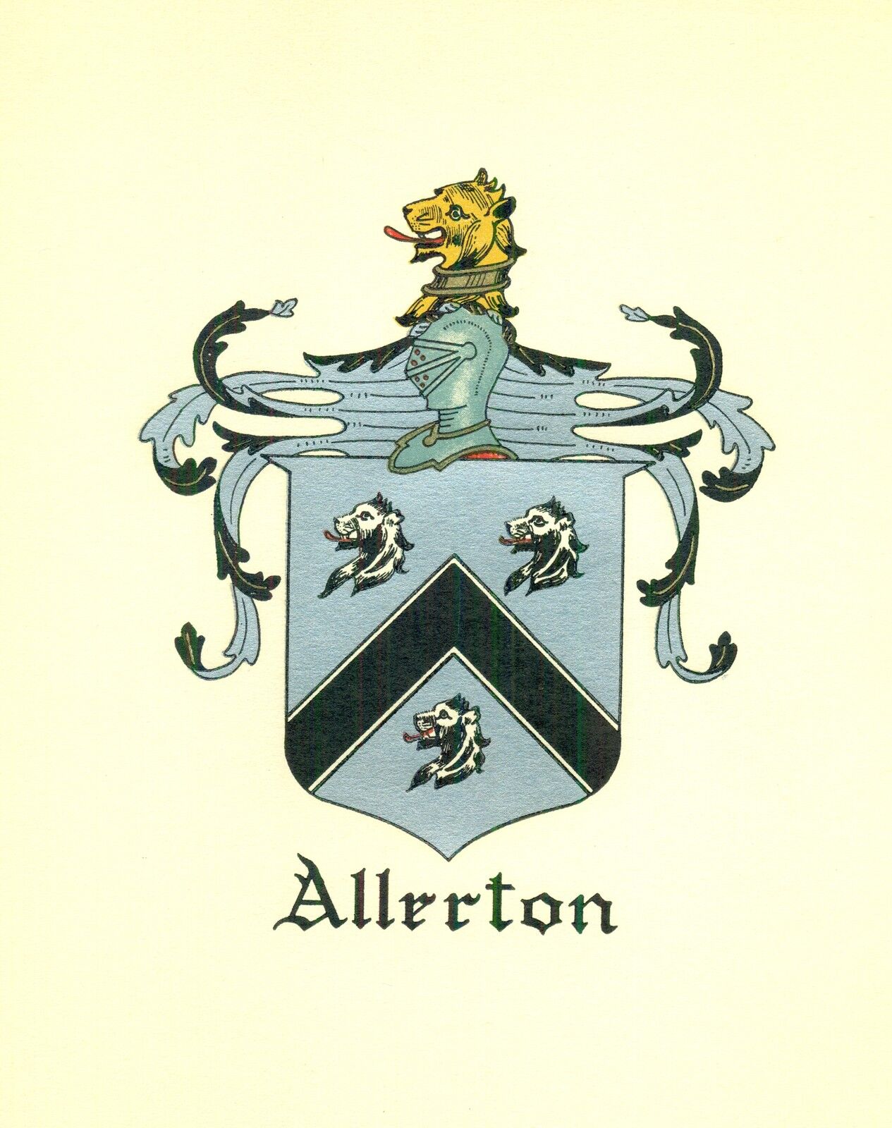 *great Coat Of Arms Allerton  Family Crest Genealogy, Would Look Great Framed!