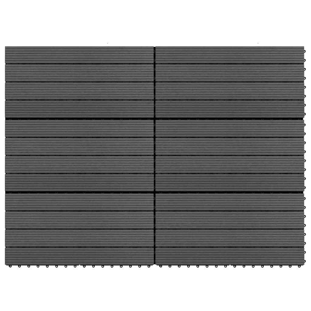 Decking Tiles 6 Pcs Wpc 23.6"x11.8" 11.6 Ft² Black