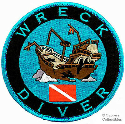 Wreck Diver Iron-on Embroidered Dive Patch Scuba Diving Shipwreck Round Emblem