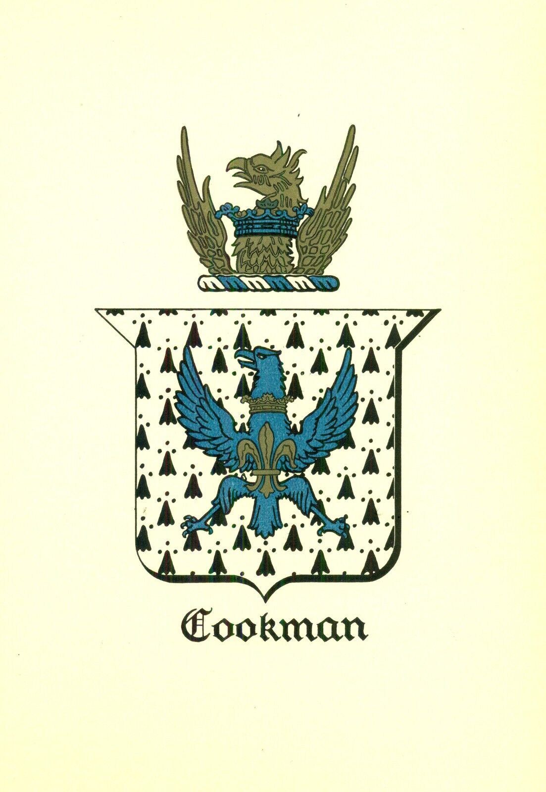 Great Coat Of Arms Cookman Family Crest Genealogy, Would Look Great Framed!