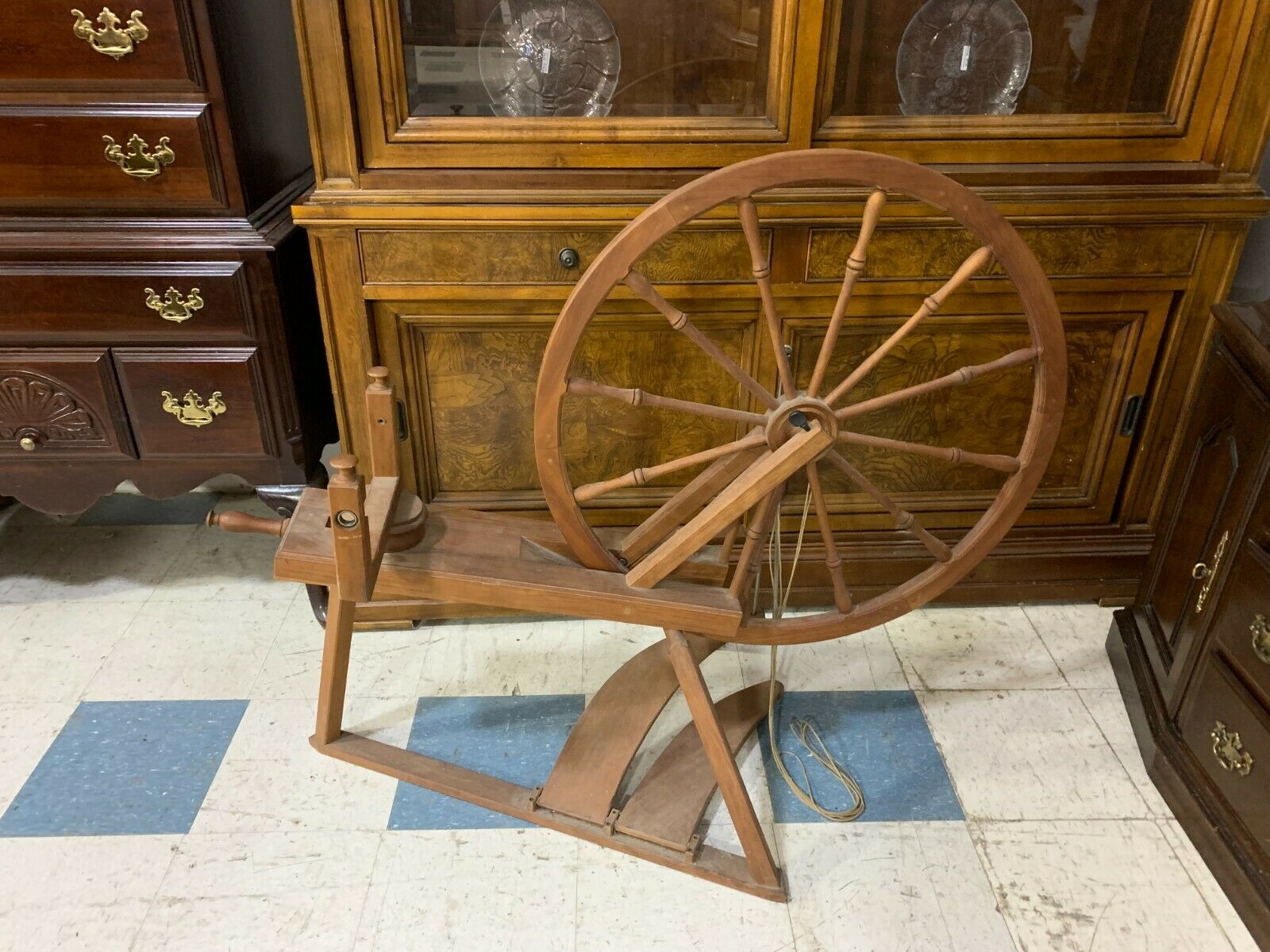 Antique Paul Dixon Spinning Wheel W/ All Pieces Used To Operate It Included