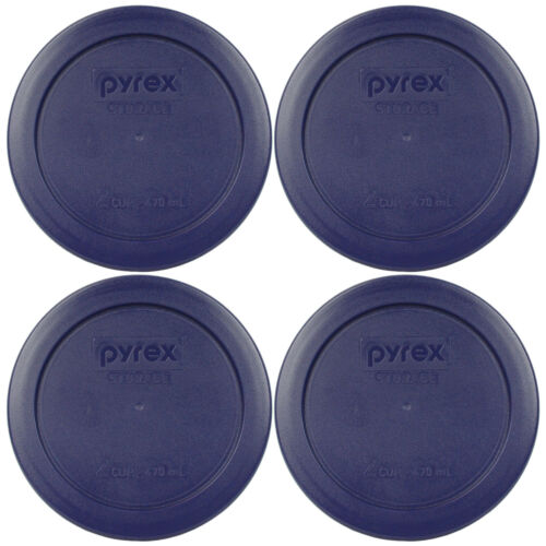 Pyrex 7200-pc Round 2 Cup 5" Storage Lid Cover Blue 4 Pack For Glass Bowl New