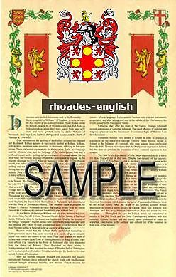 Rhoades Armorial Name History - Coat Of Arms - Family Crest Gift! 11x17