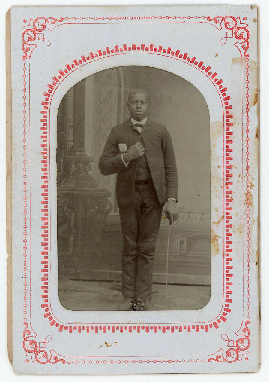 Black Man With Letter Or Document In His Pocket African American Tintype Photo