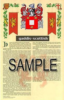 Gaddis Armorial Name History - Coat Of Arms - Family Crest Gift! 11x17
