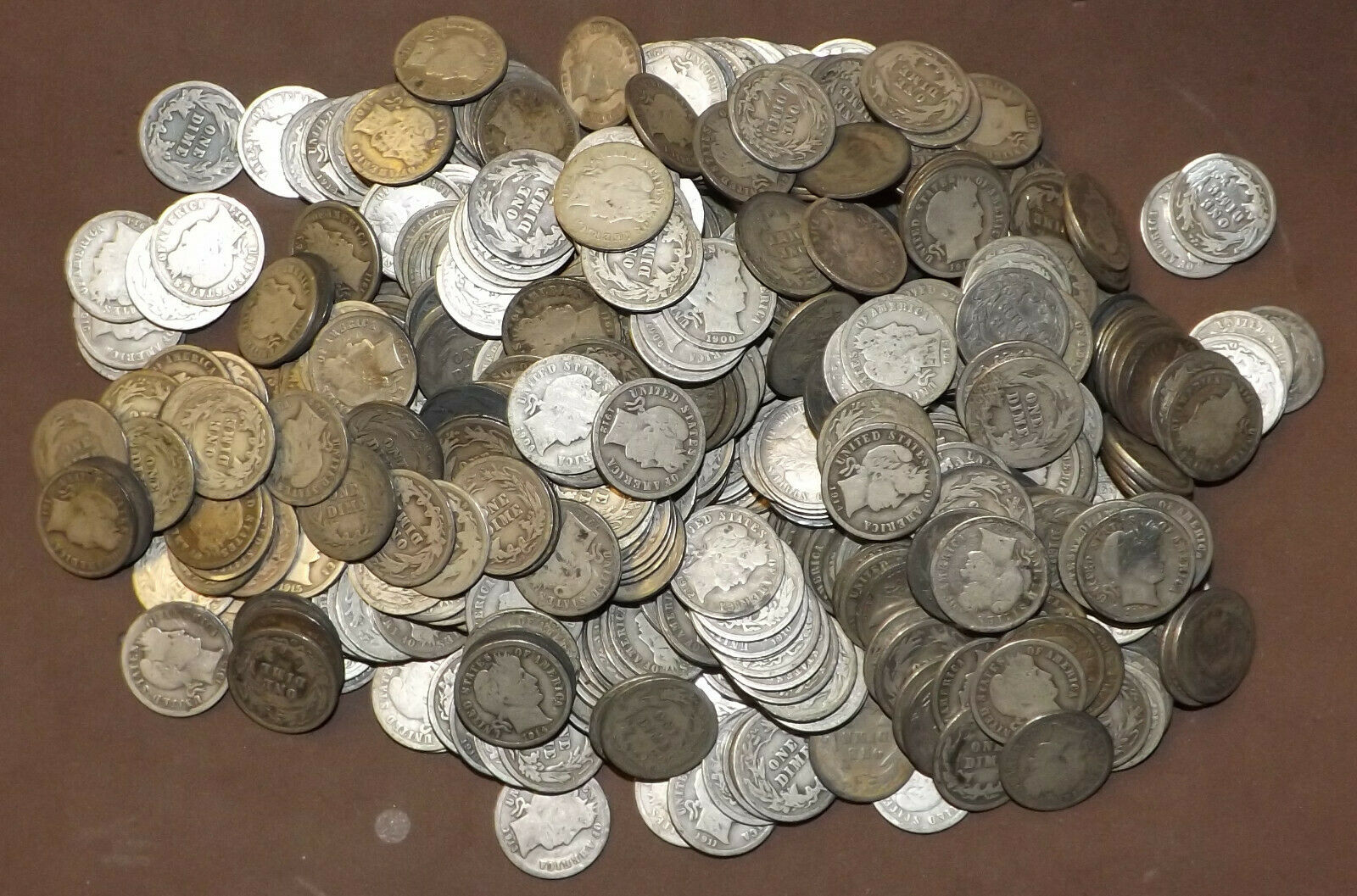 460 Barber Dimes Good-good+ Nice Lot Of Barber Dimes Assorted Dates & Mint Marks
