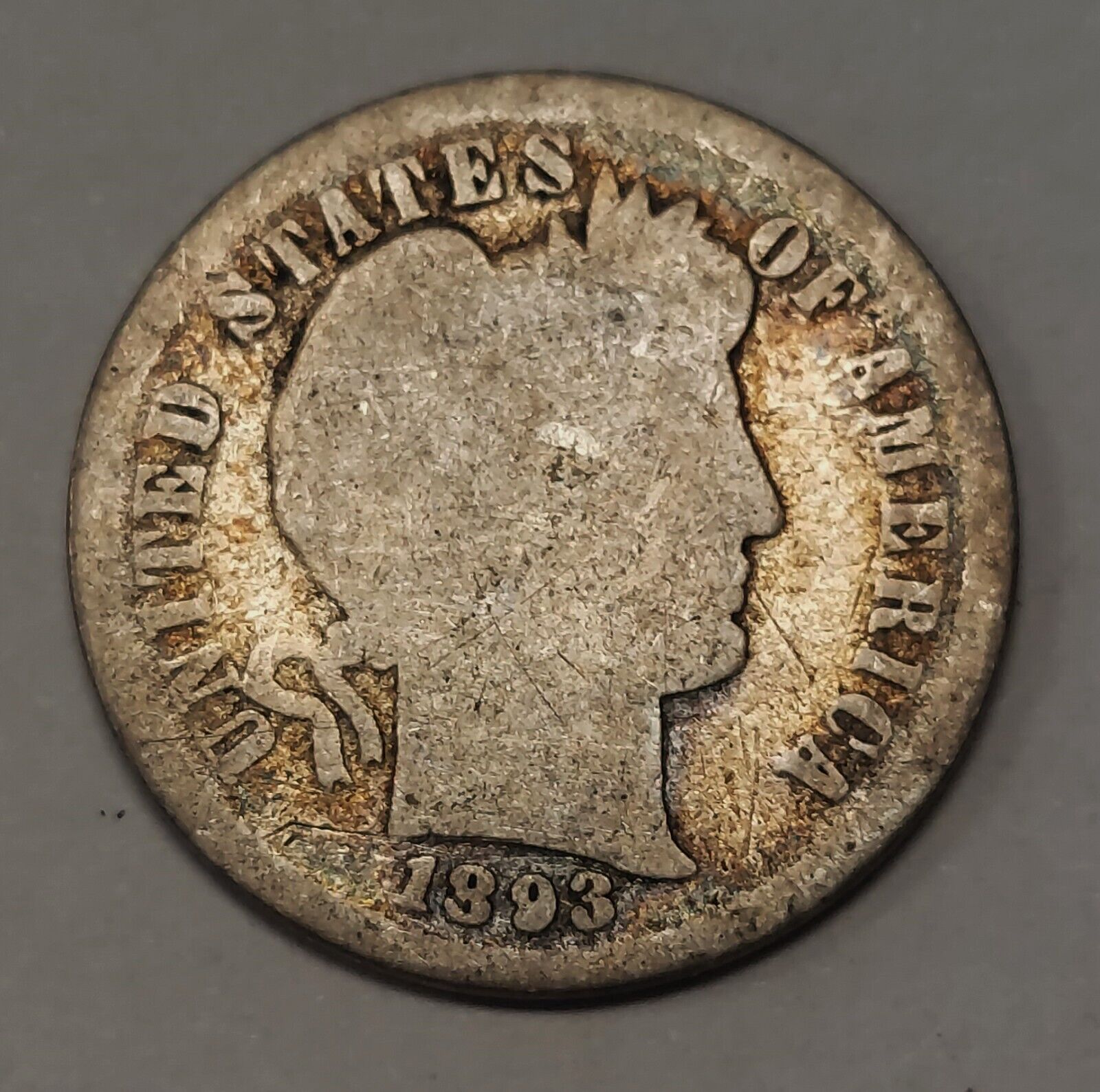 1893 Barber Silver Dime In Lower Grade Condition For The Beginning Collector