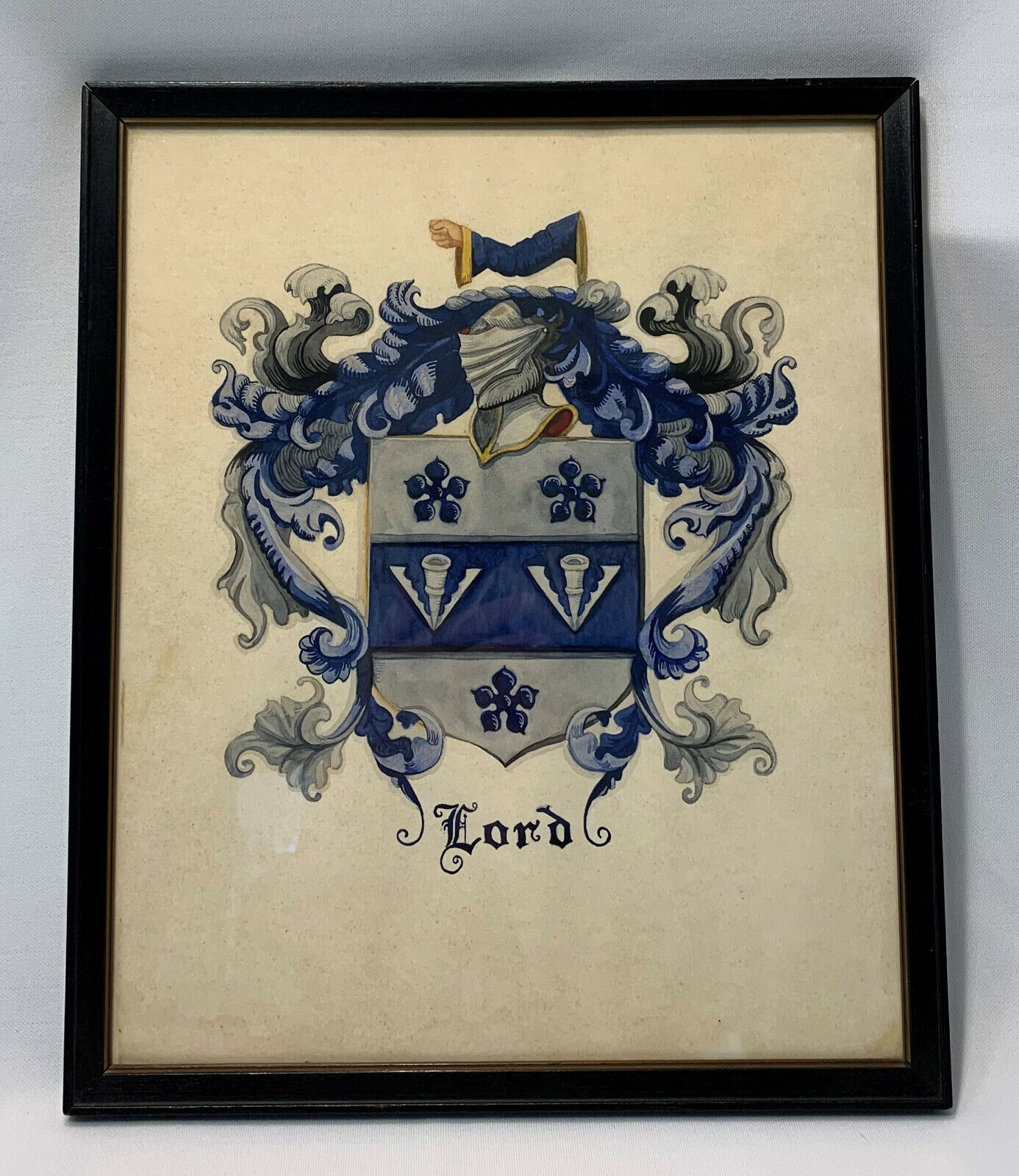 Vintage Lord Family Crest Coat Of Arms Shield Framed And Ready To Hang