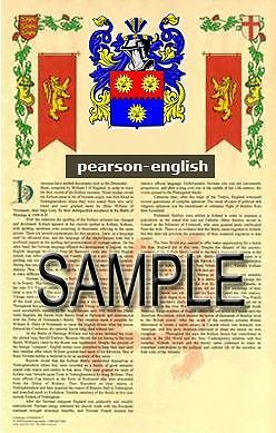 Pearson Armorial Name History - Coat Of Arms - Family Crest Gift! 11x17