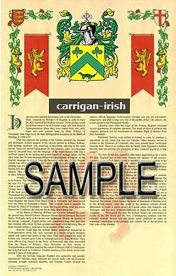 Carrigan Armorial Name History - Coat Of Arms - Family Crest Gift! 11x17