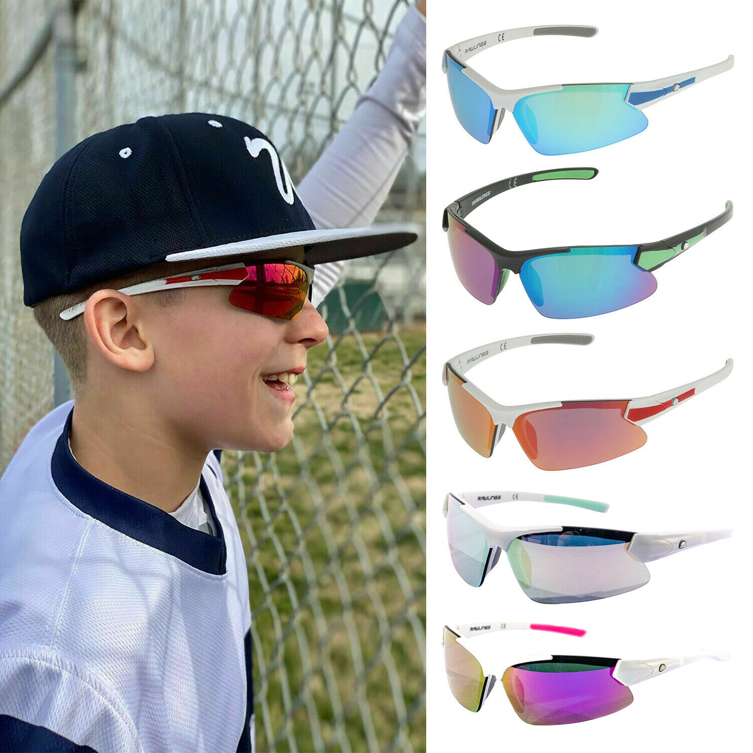 Rawlings Youth Sunglasses Boy's And Girl's Ry107 Baseball Softball Sport Shield