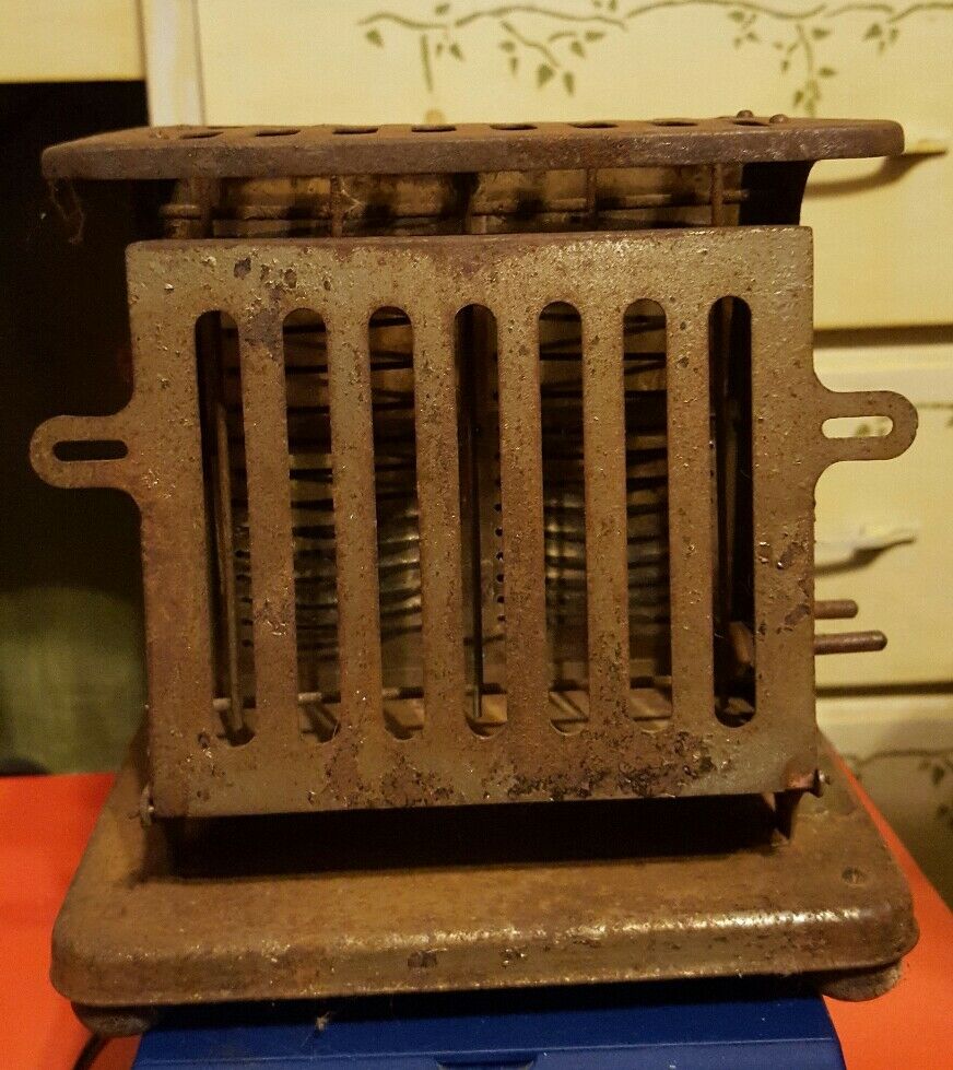 Vintage Antique Toaster Primitive Metal 7 X 7 X 4.5 Art Deco Appliance Campfire