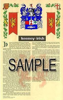 Keeney Armorial Name History - Coat Of Arms - Family Crest Gift! 11x17